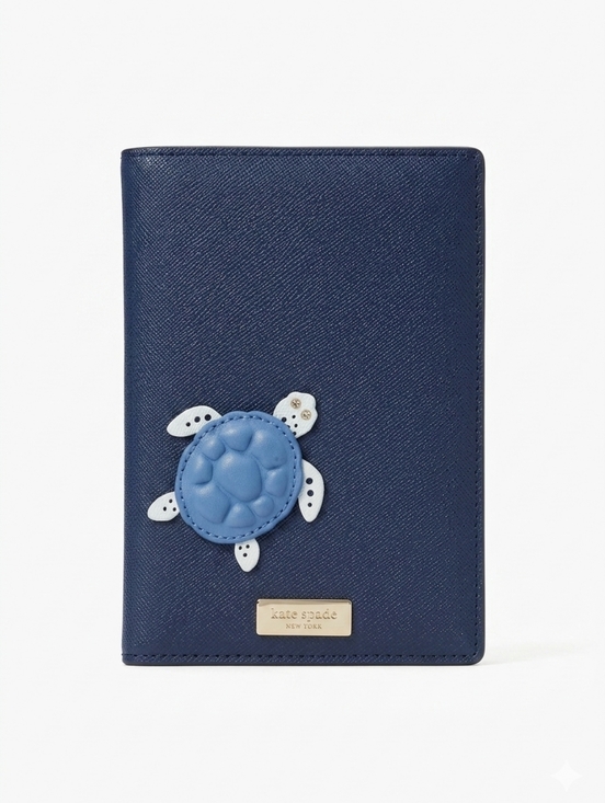 kate spade Handbags - Kate Spade Navy Passport Holder with Turtle Applique "Under The Sea" Collection